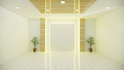 Mockup blank wall in an empty office room , 3d rendering
