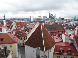 View of Tallinn, Estonia, center right the tower of the historic town hall