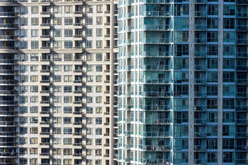 Detail of high rise buildings facade
