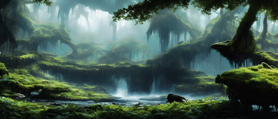 Artistic concept painting of a forest landscape, background illustration