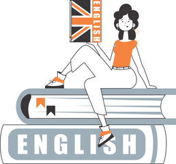 English teacher. The concept of learning a foreign language. Linear trendy style. Isolated, vector illustration.