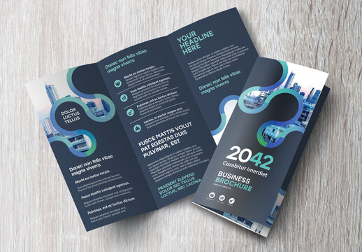 Blue and Black Curve Brochure Layout