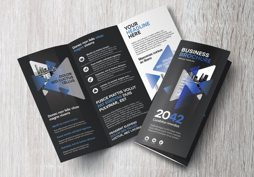 Black and Blue Triangle Brochure Layout
