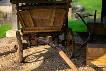 old peasant horse cart central europe, without horse