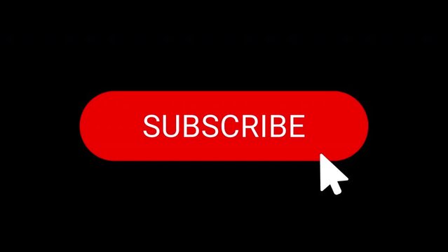 Animated reveal of a red subscribe button with the mouse pointer and click