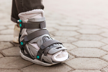 Ankle Brace Shoes. Modern Mobile  Leg Splint Orthosis.   