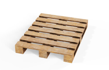 3d render of wooden pallets over a white background