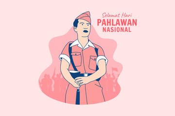 	
Illustrations Indonesian Heroes for Indonesian national Heroes Day Hari Pahlawan design concept	