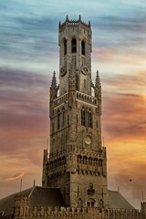 Fototapeta premium Vertical shot of a modern tower in Bruges, Belgium