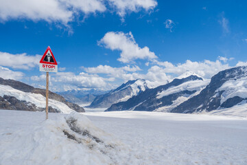 On the glacier above the Jungfraujoch station in the swiss alps