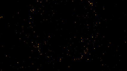 gold particles abstract background,Beautiful futuristic glittering in space on black background. - obrazy, fototapety, plakaty