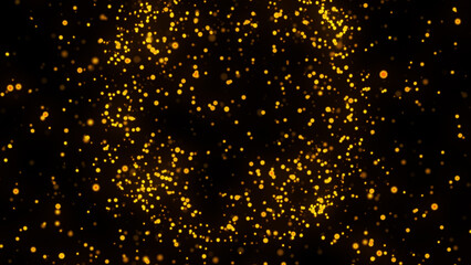 gold particles abstract background,Beautiful futuristic glittering in space on black background.