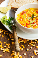 Yellow split peas with spicy tempering (Arhar dal)