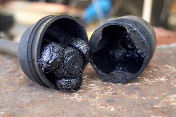 Photo of disassembled CV axle joint.