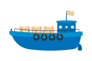 Ship icon. Boat. Color silhouette. Side view. Vector simple flat graphic illustration. Isolated object on a white background. Isolate.