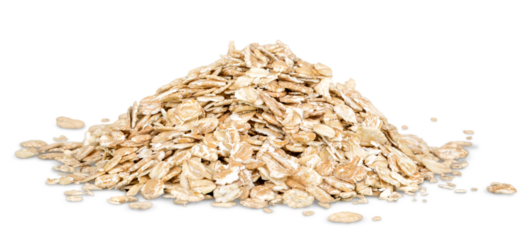 Oat flakes pile on white background