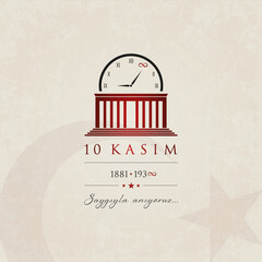 10 kasim vector illustration. (10 November, Mustafa Kemal Ataturk Death Day anniversary.) - obrazy, fototapety, plakaty