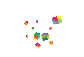 Holographic Box Vector White Background. Gradient