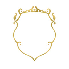 Hand painted golden frame with ornament. Gold monogram wedding crest perfect for wedding, invitation, decoration, card, etc 