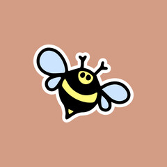 bee, bumblebee flying, cute drawing, doodle