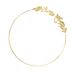 Hand painted Golden frame wreath png art. Gold frame with ornament suitable for wedding, card, invitation etc