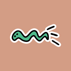 green worm, cartoon, caterpillar, crawling, walking, fast, hand drawing, doodle