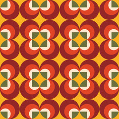 Geo floral fashion seamless pattern with symmetrical shapes. Colourful kaleidoscope fabric design.