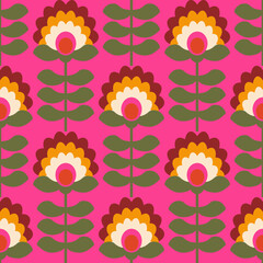 Geometric shaped flowers seamless pattern for fabric, wallpaper, stationery or print material.