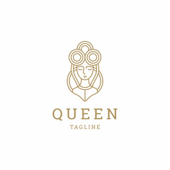 Queen of woman beauty logo design template flat vector