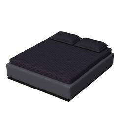 bed isolate on a transparent background, interior furniture, , 3D illustration, cg render