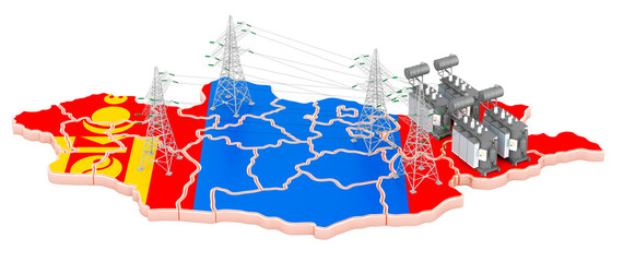 Electrical substations in Mongolia, 3D rendering