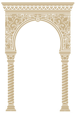 Cover postcard golden oriental vintage arch frame