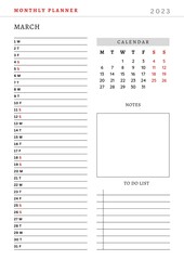2023 Monthly Planner March