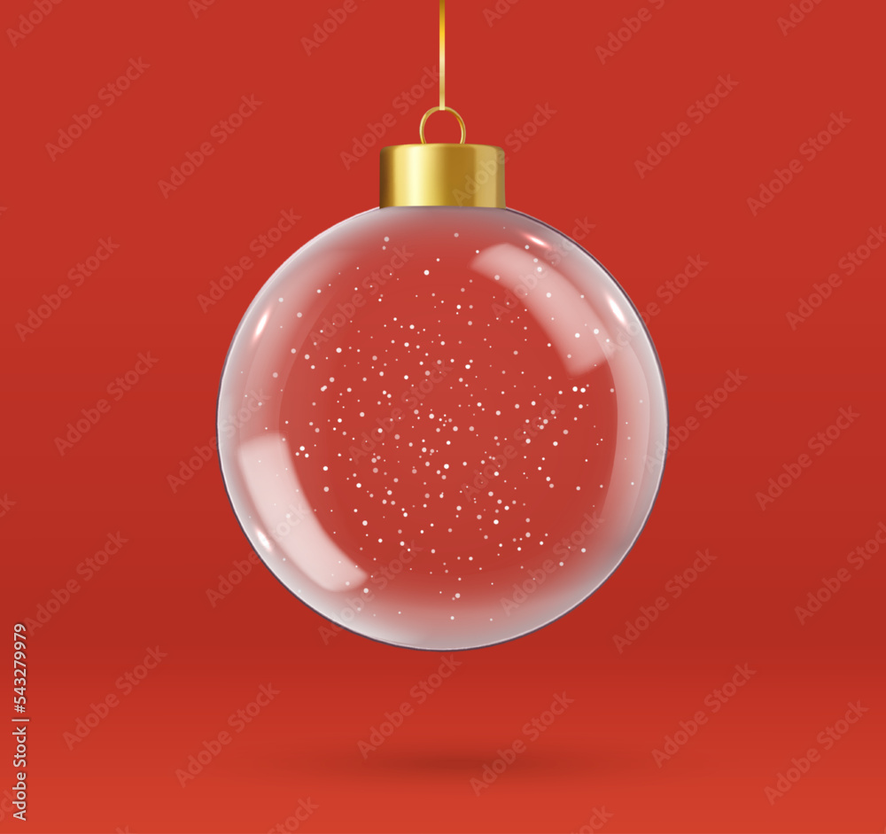 Wall mural 3d Realistic hanging glass christmas balls