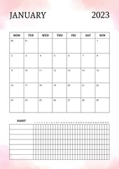 Monthly Planner templates January 2023