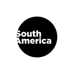South America continent name typography. South America icon.
