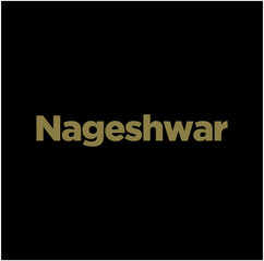 Nageshwar (lord Shiva) jyotirlinga typography in golden color. Nageshwar lettering.