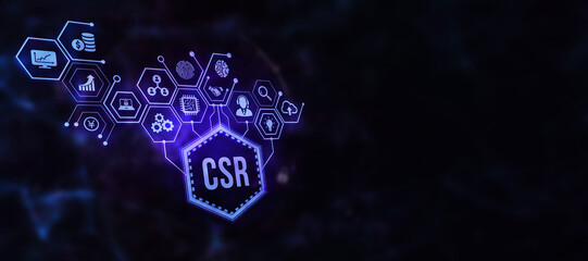 Internet, business, Technology and network concept. CSR abbreviation, modern technology concept. 3d illustration.