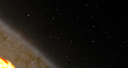 Sun and stars, Milky way galaxy in the deep space illustration, 3d illustration wallpaper