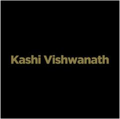 Kashi Vishwanath (lord Shiva) jyotirlinga typography in golden color. Kashi Vishwanath lettering.