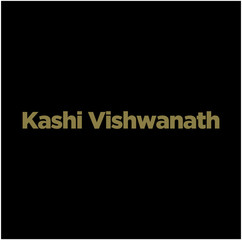 Kashi Vishwanath (lord Shiva) jyotirlinga typography in golden color. Kashi Vishwanath lettering.