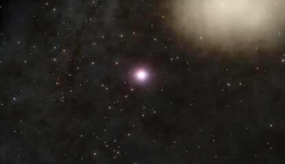 Sun, stars and nebula gas, the Universe 3d illustration background