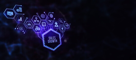 Internet, business, Technology and network concept. Sales growth, increase sales or business growth concept. 3d illustration.