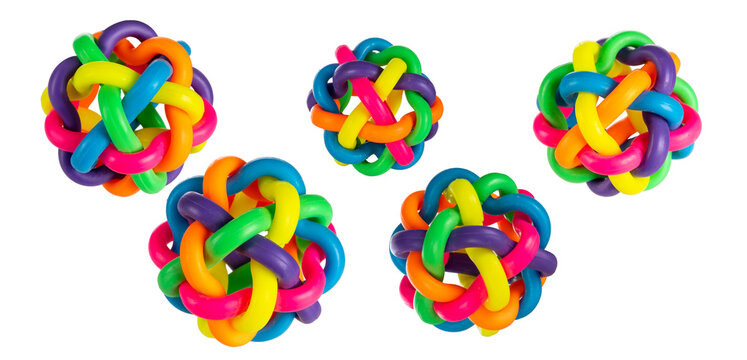 bright plastic balls isolated on white background. Educational toys for dogs. educational toys for children
