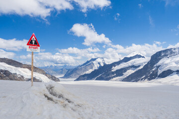 On the glacier above the Jungfraujoch station in the swiss alps