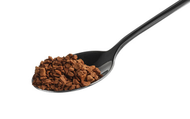 Spoon with aromatic instant coffee isolated on white