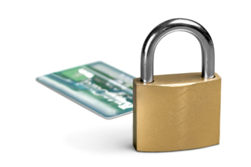 Credit card with lock, close-up view