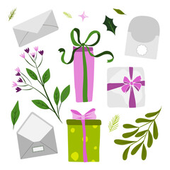 holidays gifts text frame, name, christmas, birthday. Vector illustration