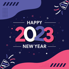 flat new year social media post template