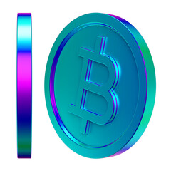Rainbow bitcoin illustration for web landing, mobile app, metaverse, game or presentation.